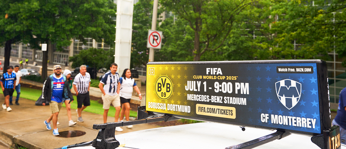 Pre-game fan gathering with Firefly vehicles